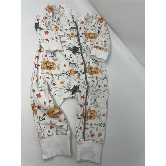 VELVET FAWN Boutique Full Zip Sleeper Halloween Pumpkin Bat Ghost 3-6 Month READ - Picture 1 of 10